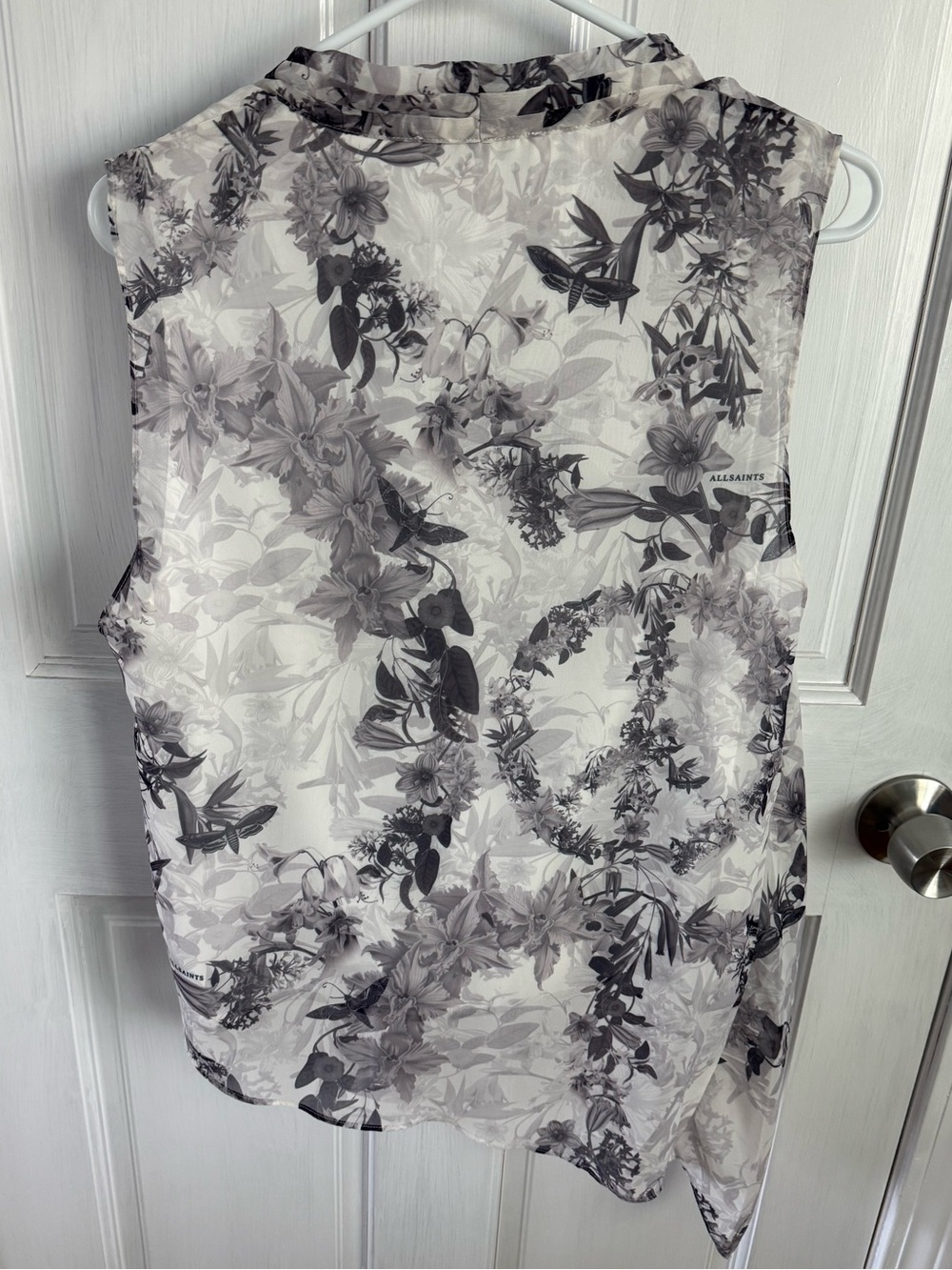 All Saints Abi White Gray Draped Top - Picture 3 of 6